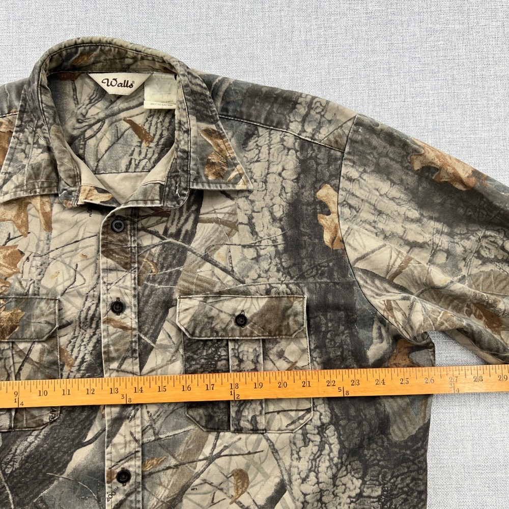 VTG Walls Button Up Shirt Men XL Brown Camo Realtree Hardwoods Hunting Workwear - Picture 9 of 12